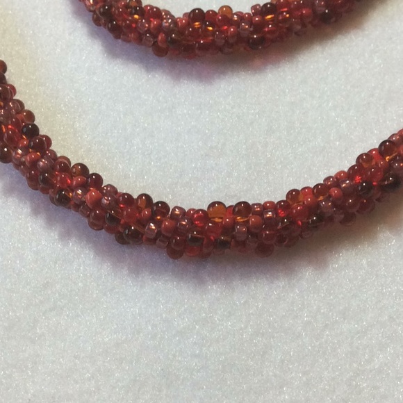 FINAL SALE PRICE Hand Woven Shades of Red 3 Pc. Jewelry Set - Picture 2 of 5